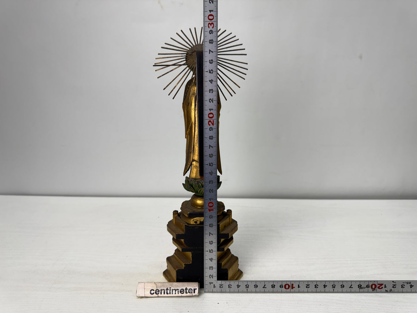 Y10484 STATUE wood carving Amida Buddha Buddhist figure Japan antique interior