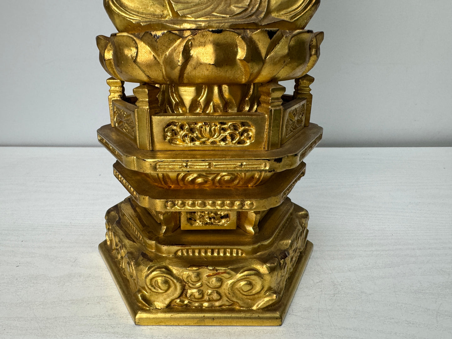 Y10485 STATUE wood carving Amida Buddha seated figurine Japan antique interior