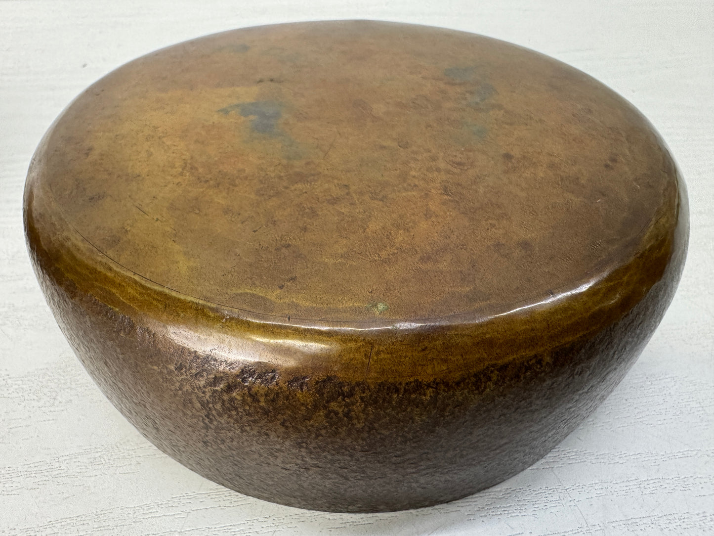 Y10487 CHAWAN copper Confectionery bowl lid box hammered pattern Japan antique