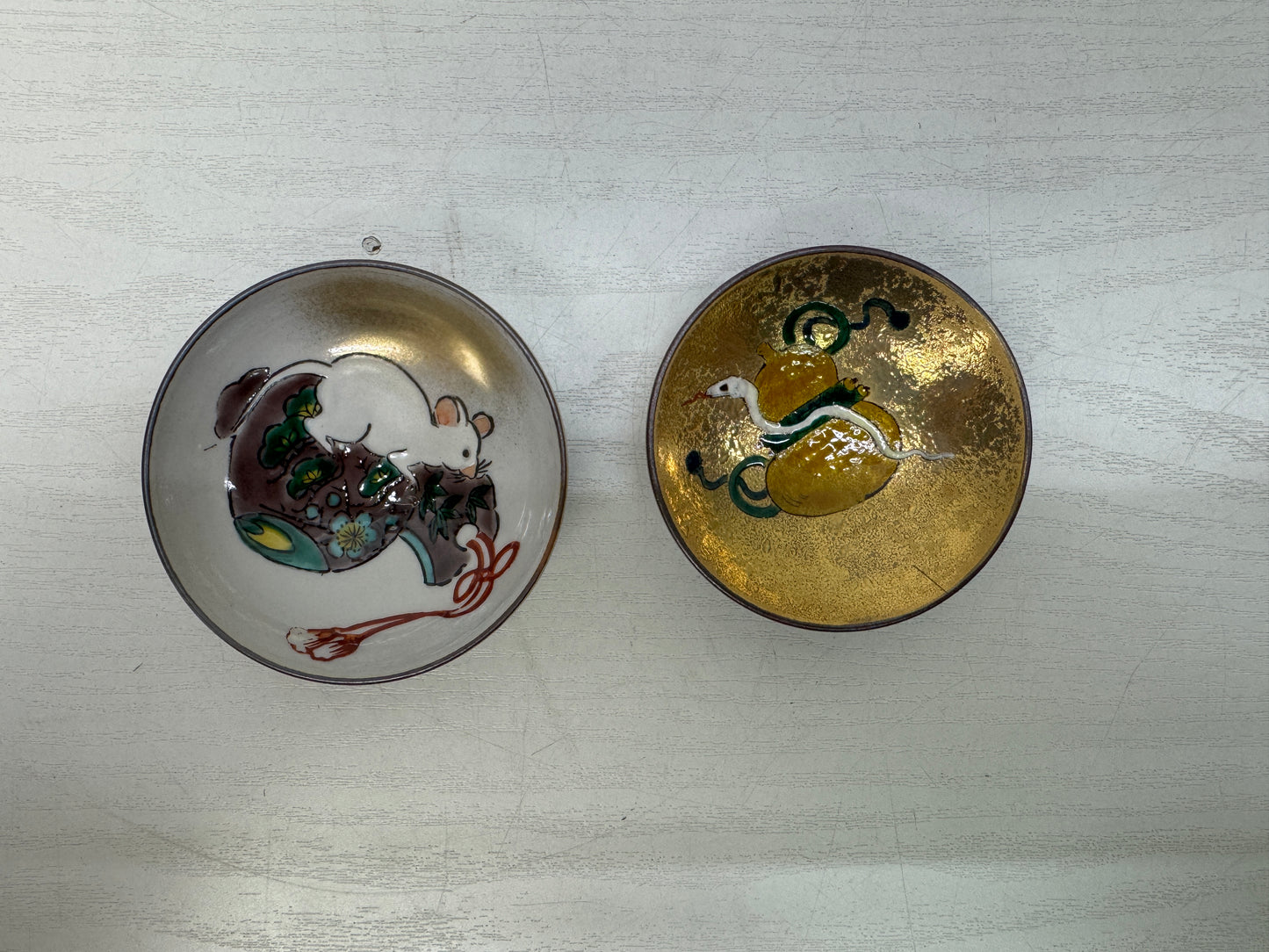 Y10491 CHAWAN Kutani-ware Sake cup set of 4 signed box Japan antique tableware