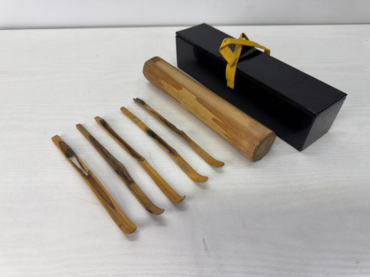 Y10492 CHASHAKU unique Bamboo scoop spoon box Japan antique tea ceremony utensil