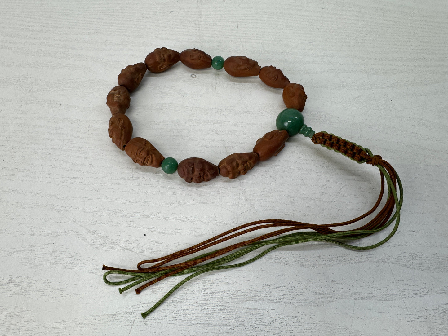 Y10495 JUZU wood carving carved figure Japan antique Buddhist Prayer Beads