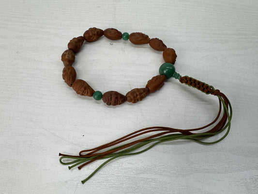 Y10495 JUZU wood carving carved figure Japan antique Buddhist Prayer Beads