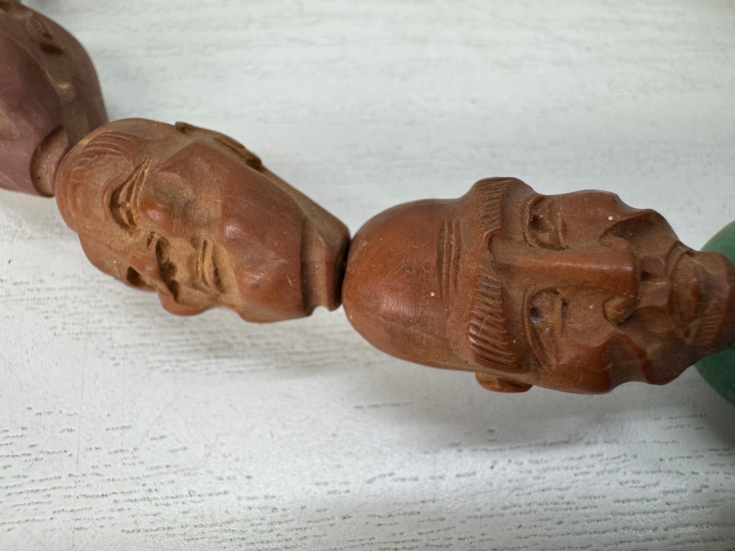 Y10495 JUZU wood carving carved figure Japan antique Buddhist Prayer Beads