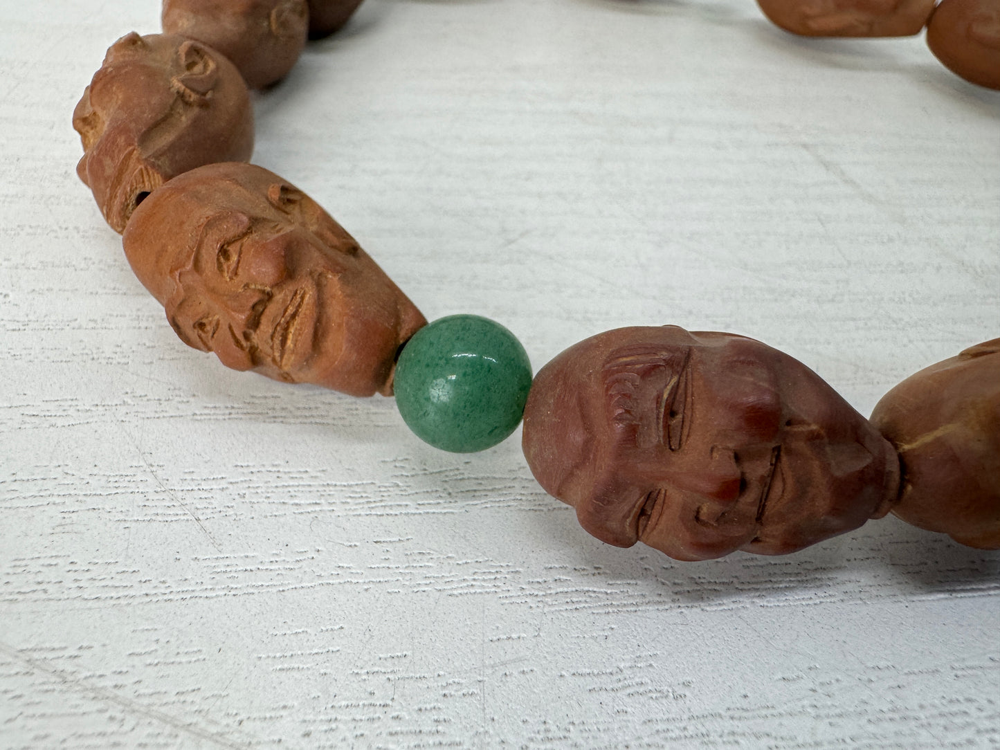 Y10495 JUZU wood carving carved figure Japan antique Buddhist Prayer Beads