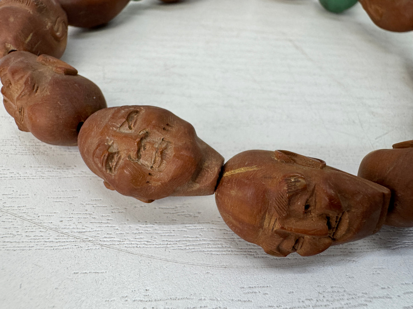 Y10495 JUZU wood carving carved figure Japan antique Buddhist Prayer Beads