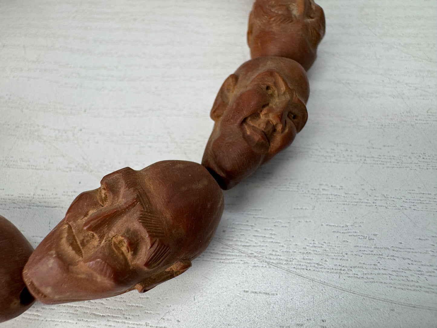 Y10495 JUZU wood carving carved figure Japan antique Buddhist Prayer Beads
