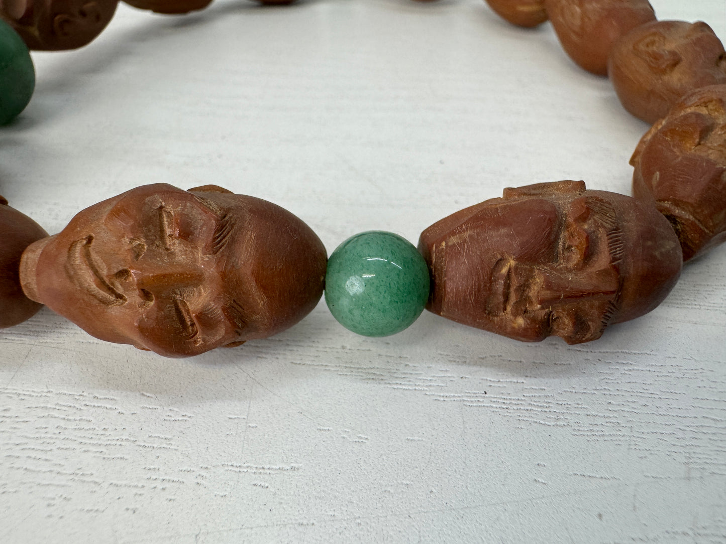 Y10495 JUZU wood carving carved figure Japan antique Buddhist Prayer Beads