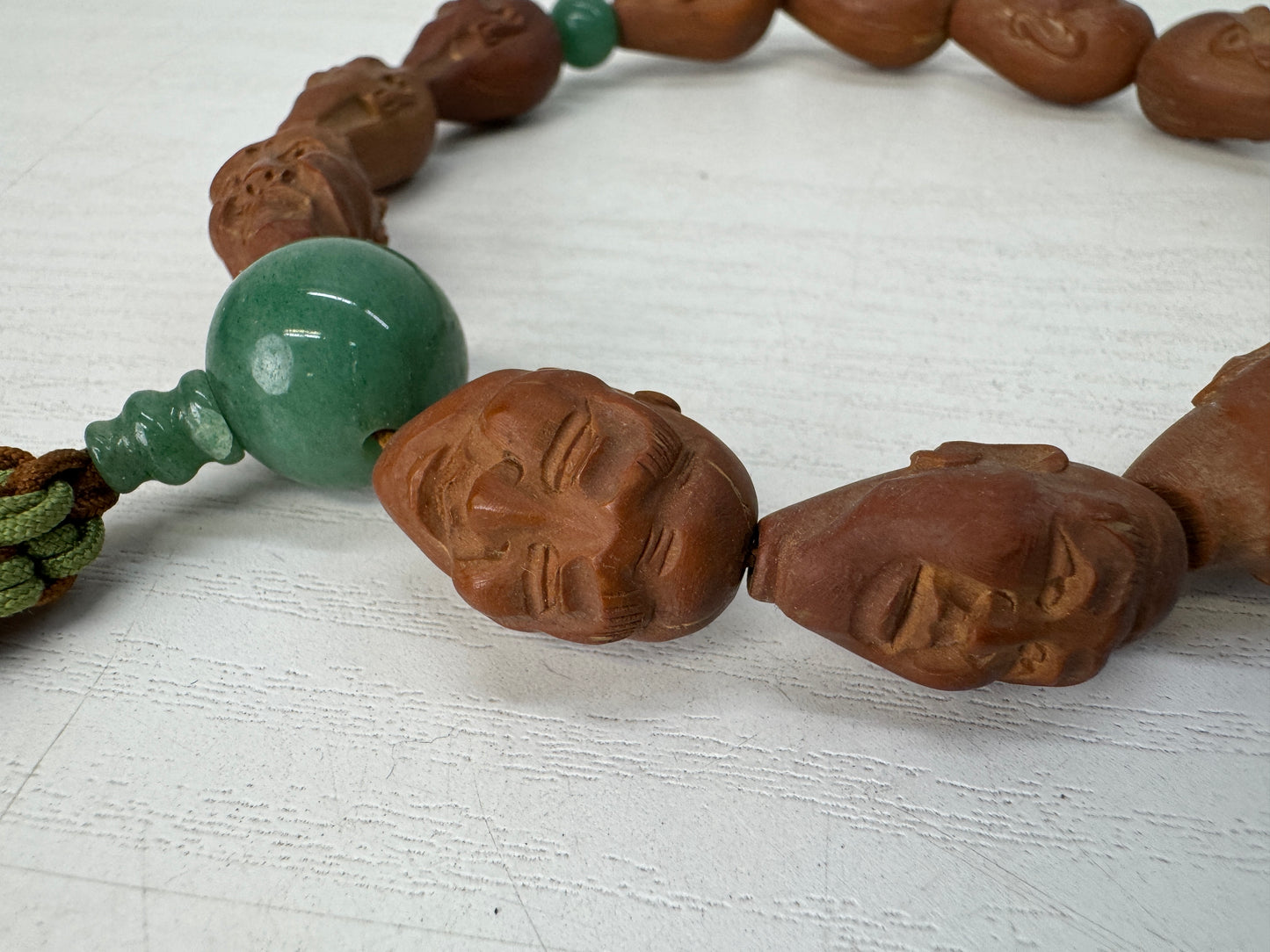 Y10495 JUZU wood carving carved figure Japan antique Buddhist Prayer Beads