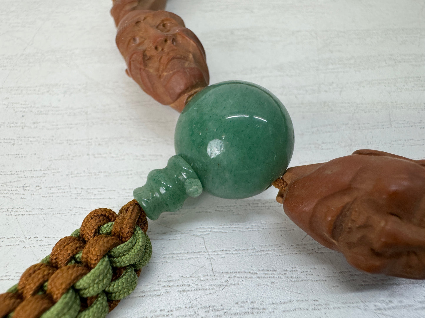 Y10495 JUZU wood carving carved figure Japan antique Buddhist Prayer Beads