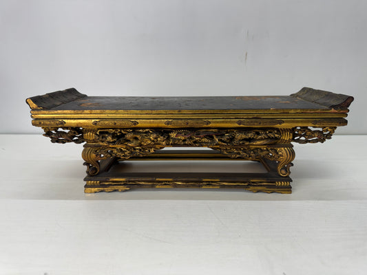 Y10499 Buddhist Altar Equipment gold Makie Sutra desk Japan antique Buddhism