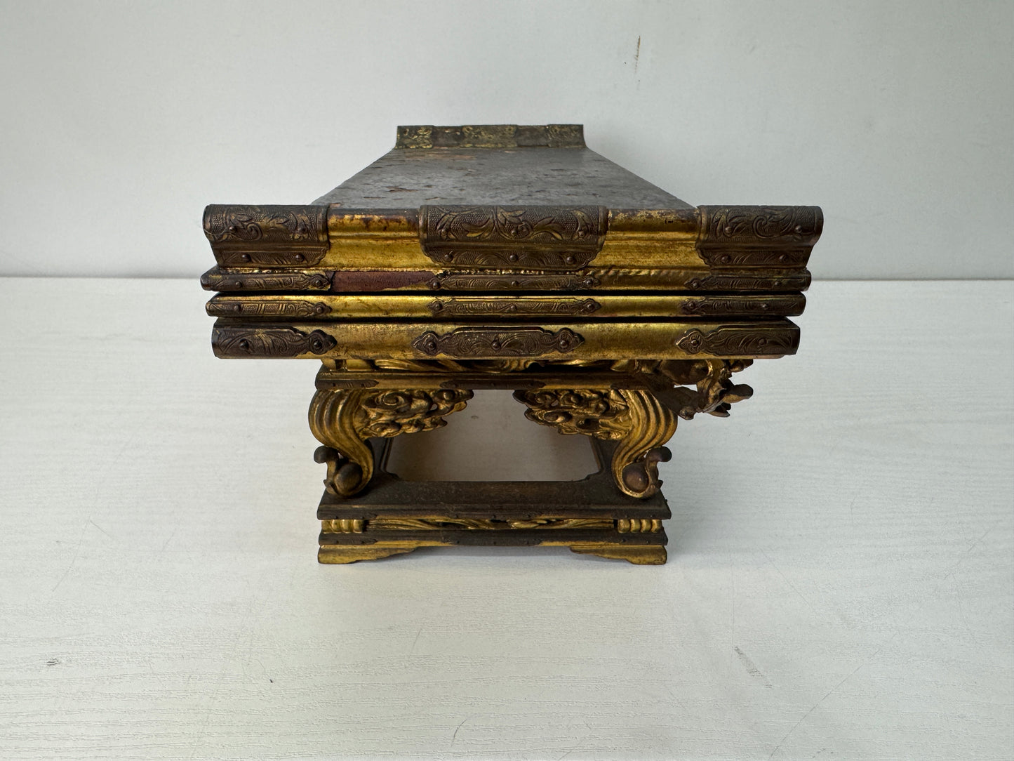 Y10499 Buddhist Altar Equipment gold Makie Sutra desk Japan antique Buddhism