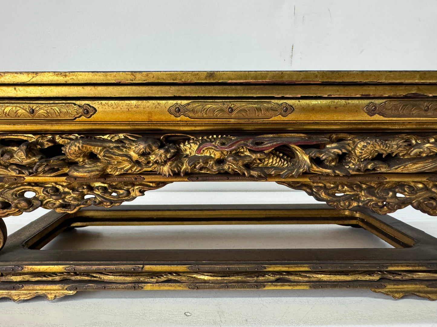 Y10499 Buddhist Altar Equipment gold Makie Sutra desk Japan antique Buddhism