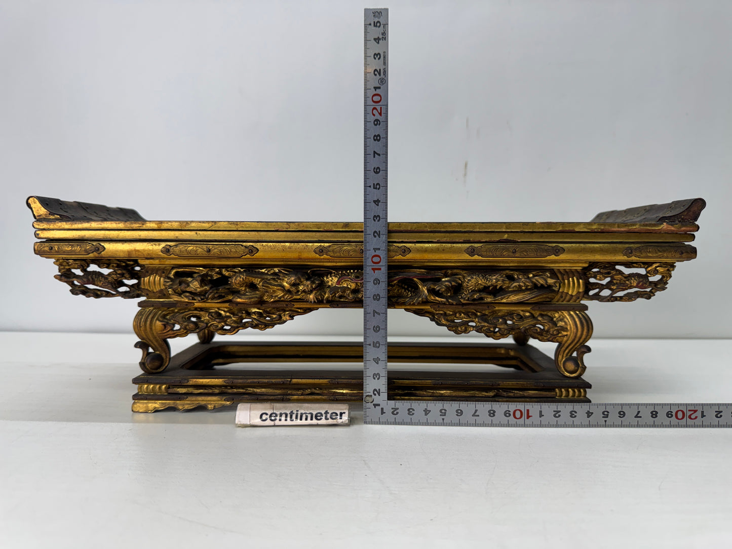 Y10499 Buddhist Altar Equipment gold Makie Sutra desk Japan antique Buddhism