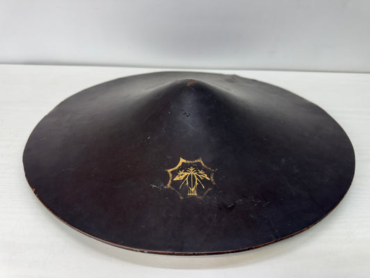 Y10500 JINGASA Family crest black lacquer Japan antique samurai hat yoroi helmet