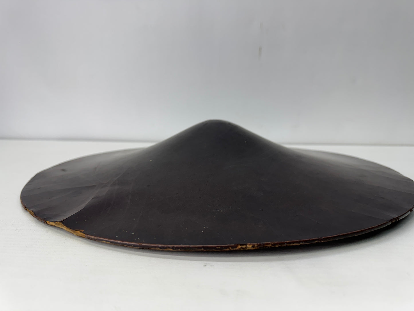 Y10500 JINGASA Family crest black lacquer Japan antique samurai hat yoroi helmet