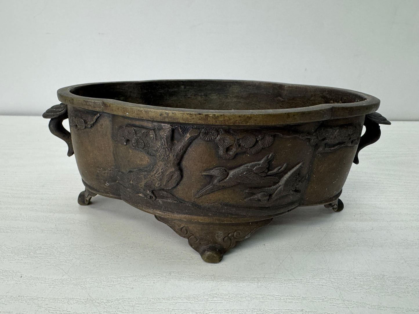 Y10502 BASIN copper Quince-shaped flowerpot Japan floral arrangement ikebana