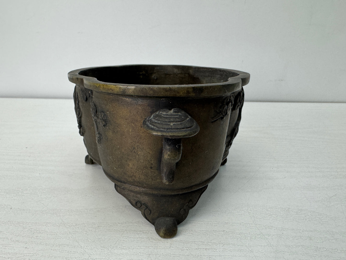 Y10502 BASIN copper Quince-shaped flowerpot Japan floral arrangement ikebana