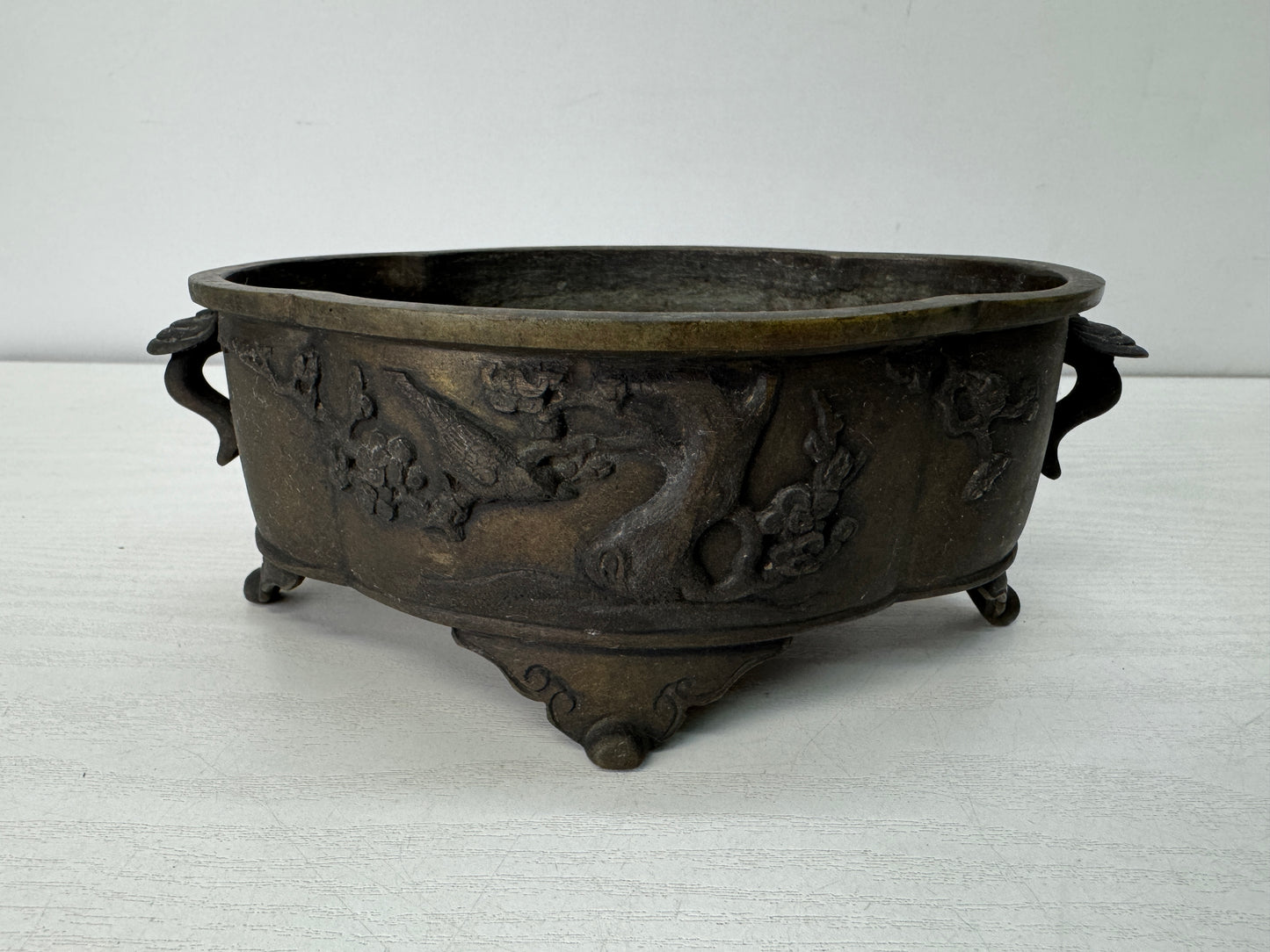 Y10502 BASIN copper Quince-shaped flowerpot Japan floral arrangement ikebana