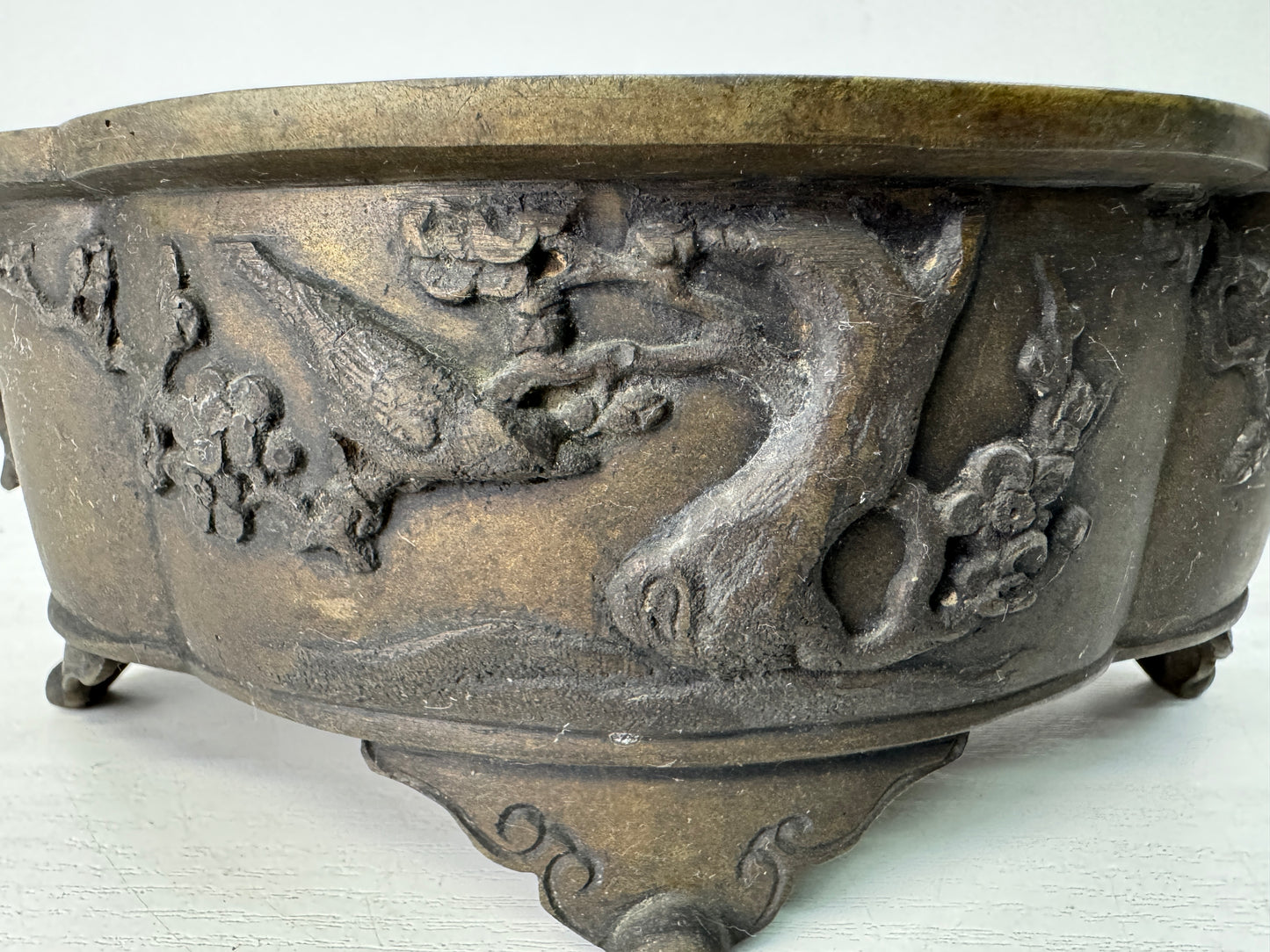 Y10502 BASIN copper Quince-shaped flowerpot Japan floral arrangement ikebana