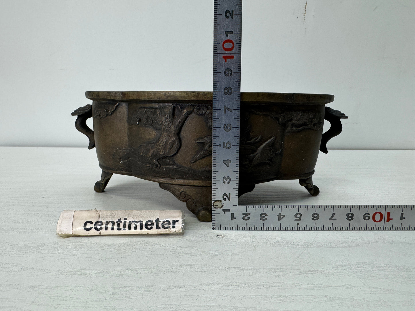 Y10502 BASIN copper Quince-shaped flowerpot Japan floral arrangement ikebana