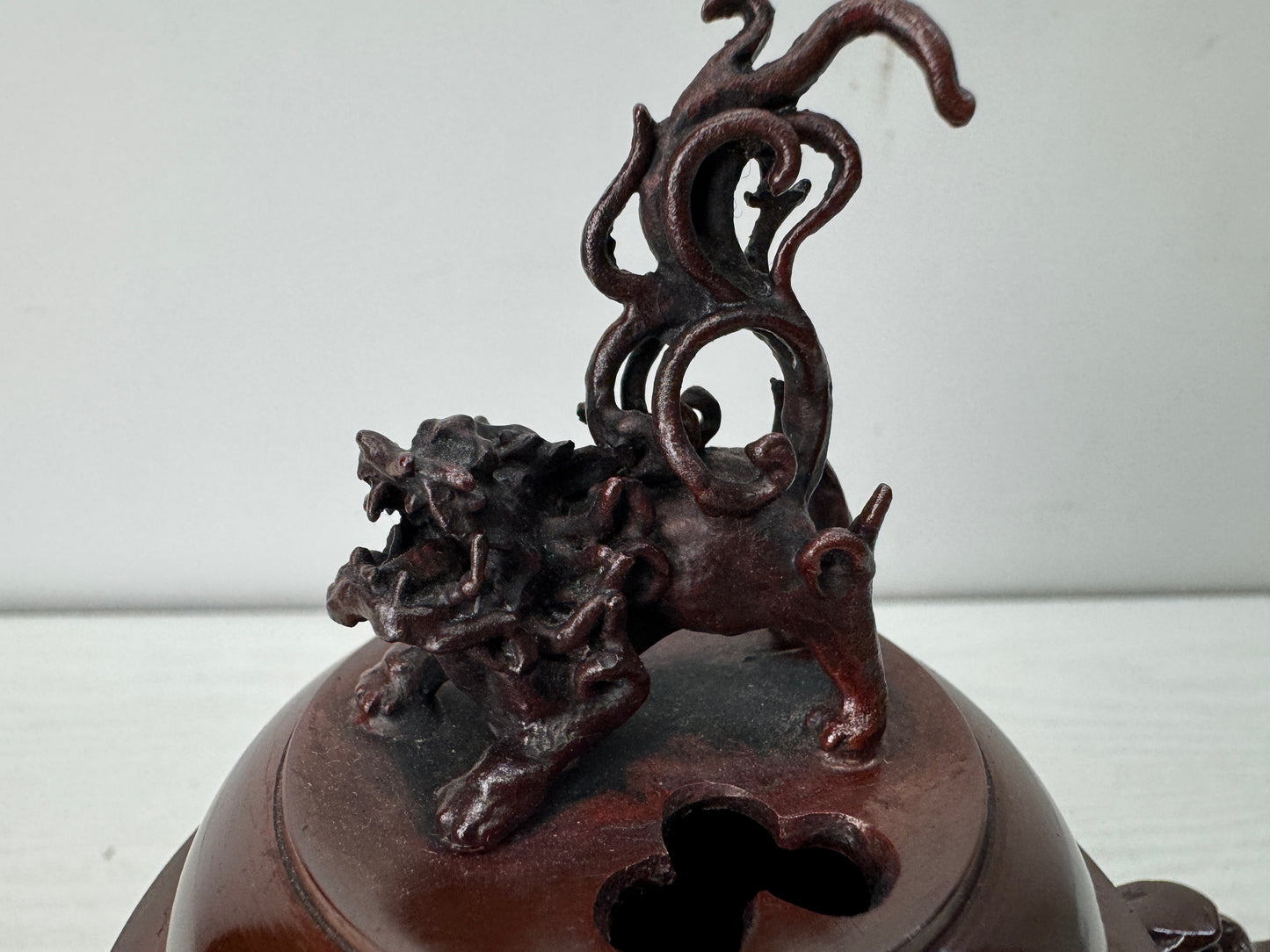 Y10503 KOURO Copper signed box Japan antique incense burner aromatherapy aroma