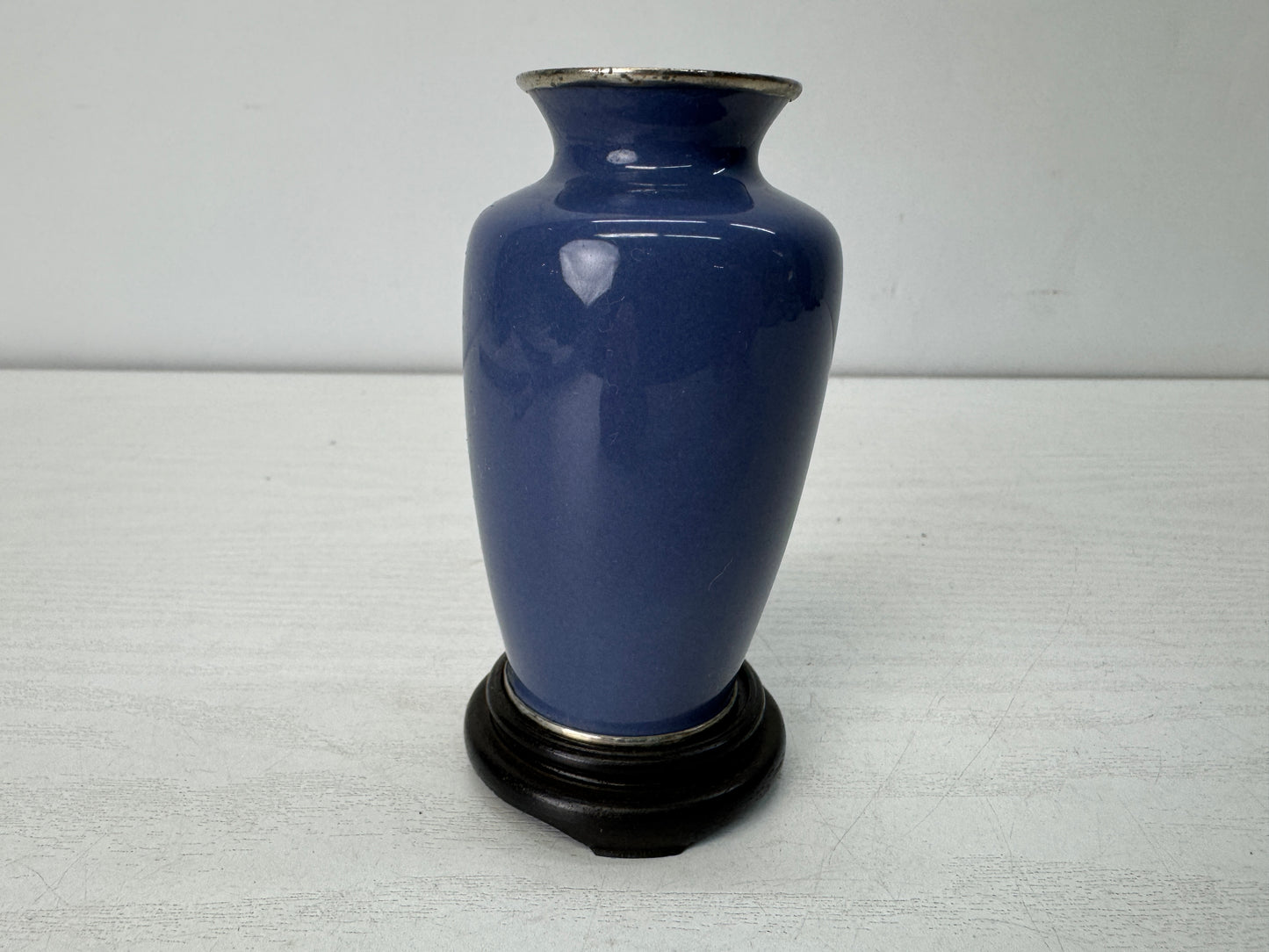 Y10504 FLOWER VASE Ando Cloisonne small Rose signed Japan antique ikebana decor