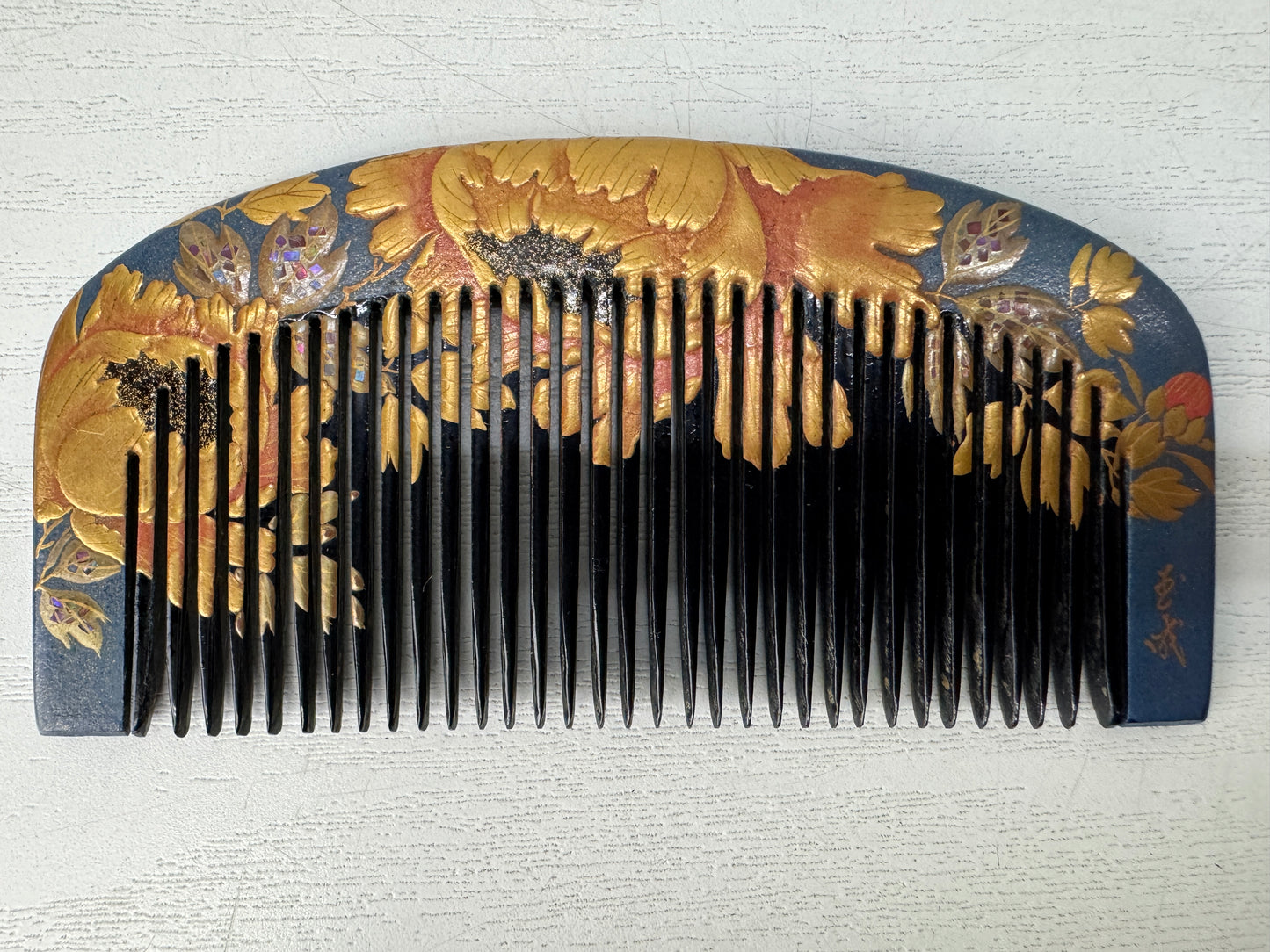 Y10505 KANZASHI Makie Comb Hair stick signed Japan antique kimono accessory