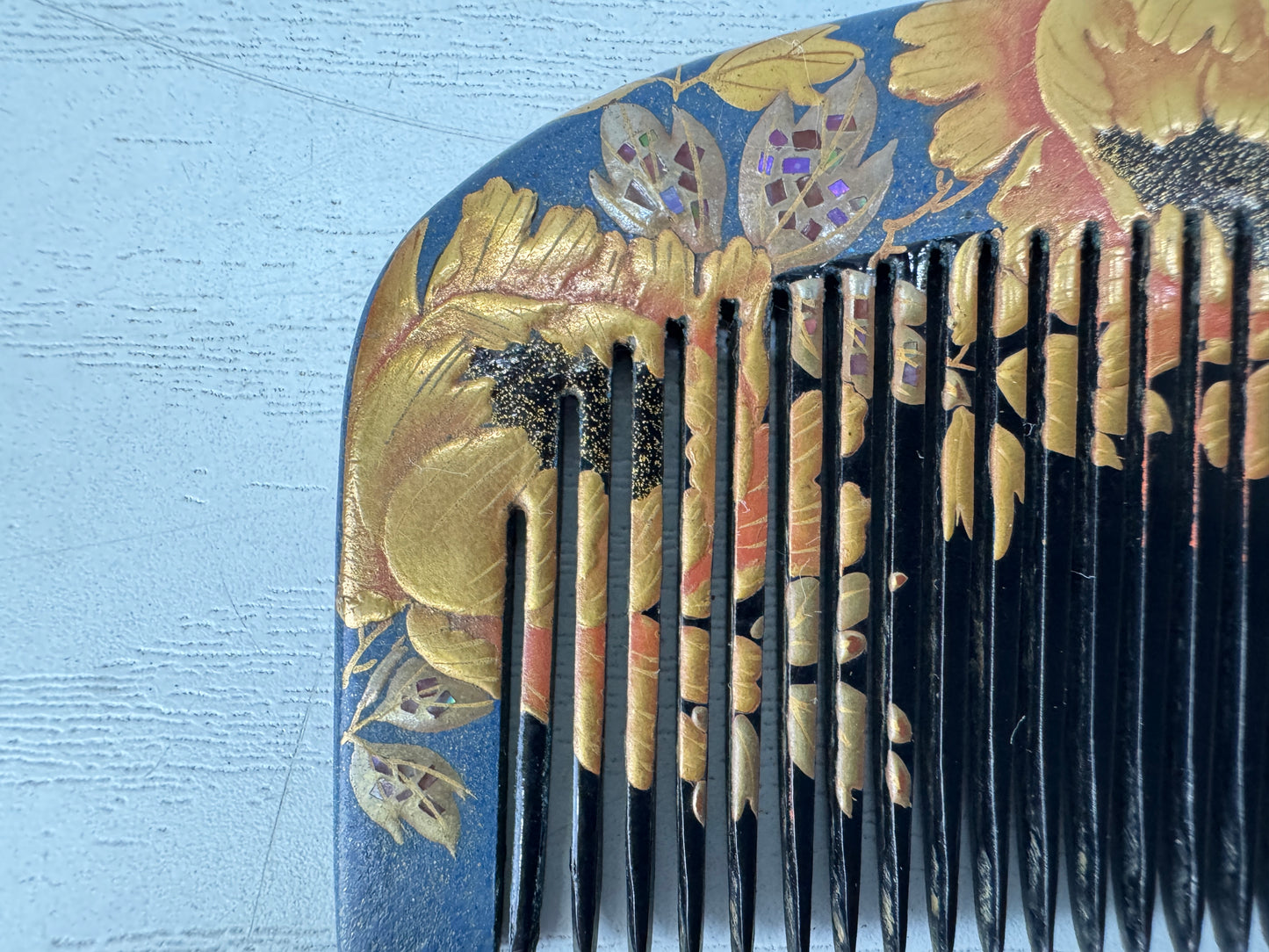 Y10505 KANZASHI Makie Comb Hair stick signed Japan antique kimono accessory