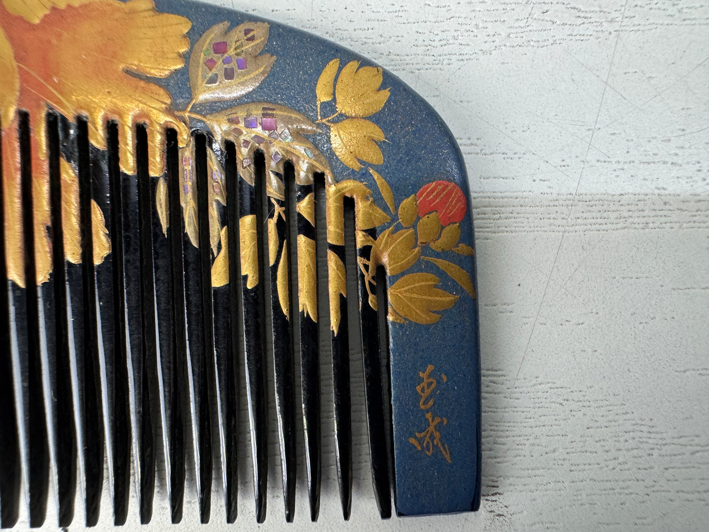 Y10505 KANZASHI Makie Comb Hair stick signed Japan antique kimono accessory
