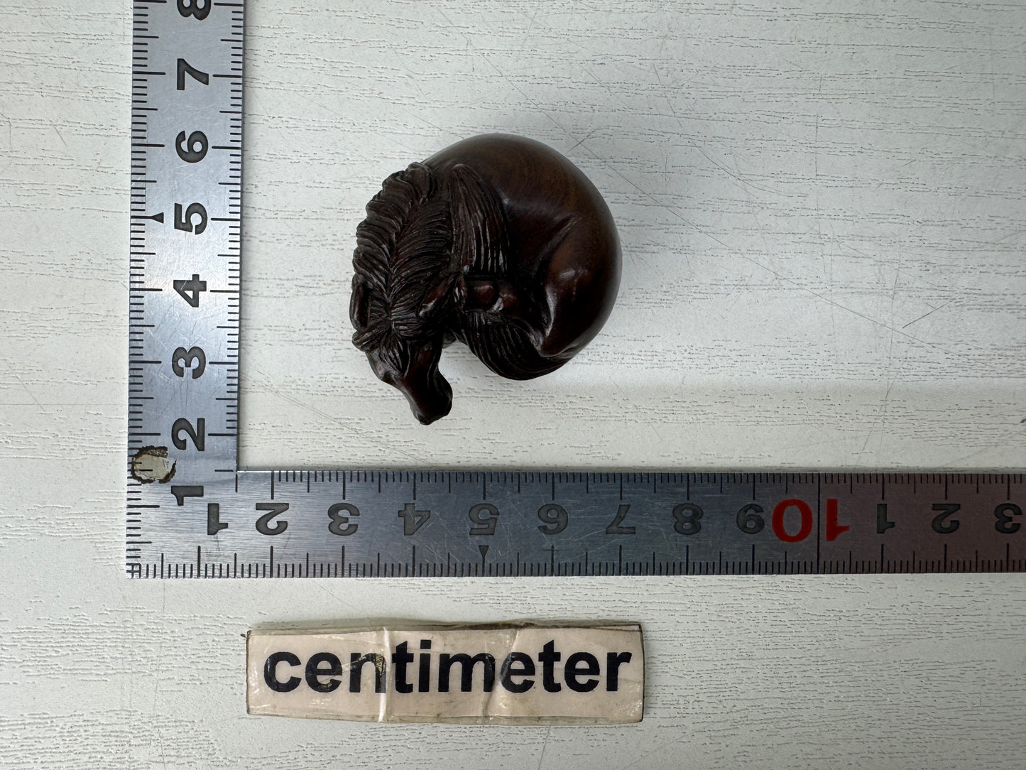 Y10508 NETSUKE wood carving Horse signed Japan antique kimono accessory sagemono