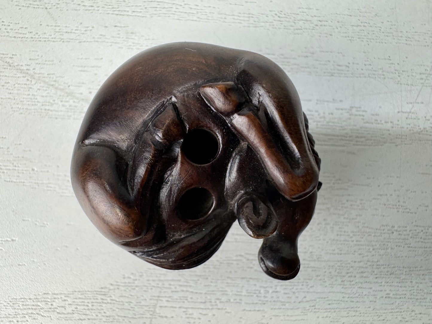 Y10508 NETSUKE wood carving Horse signed Japan antique kimono accessory sagemono