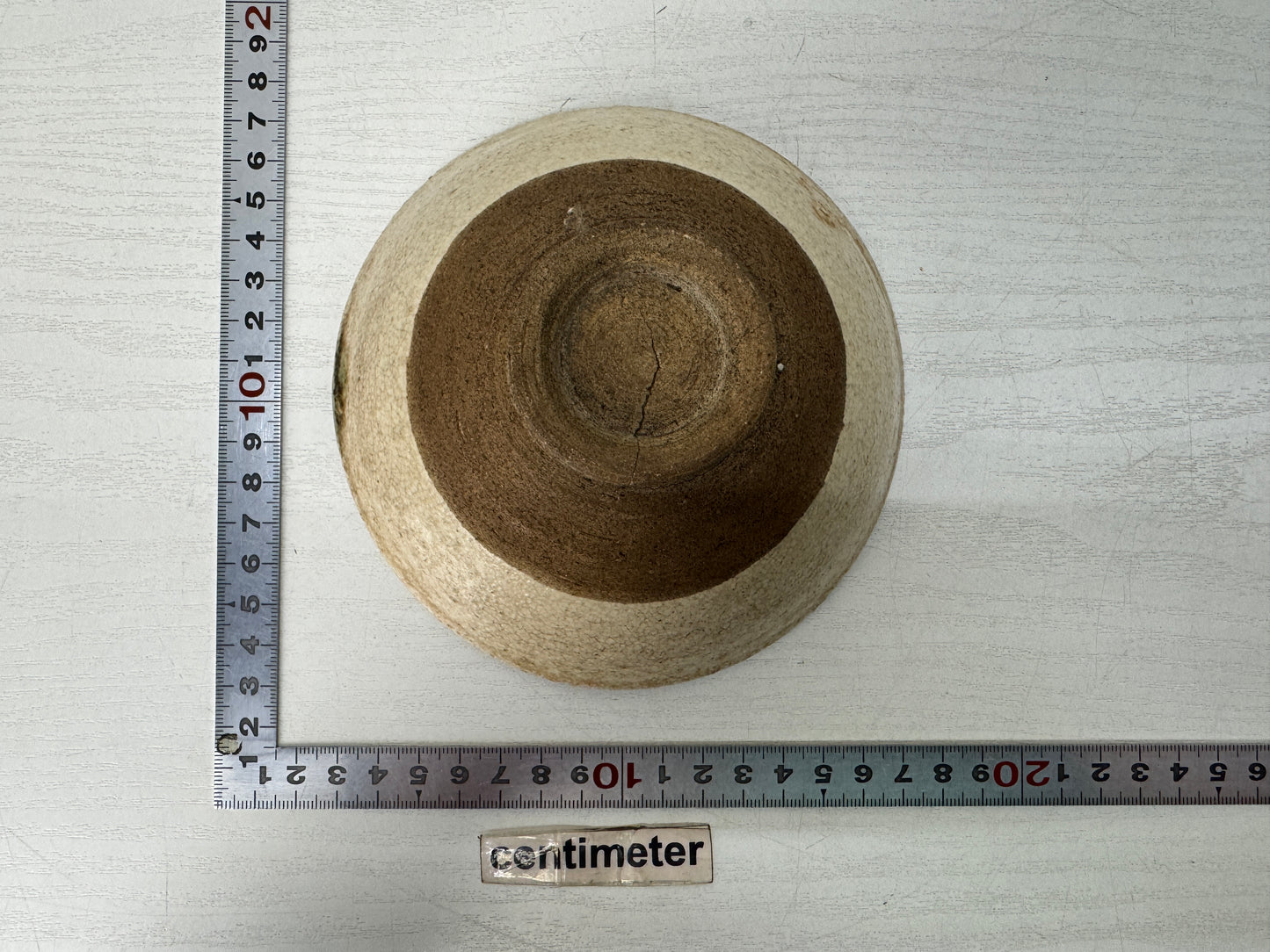 Y10511 CHAWAN Oribe-ware flat Matcha bowl Japan antique tea ceremony pottery cup