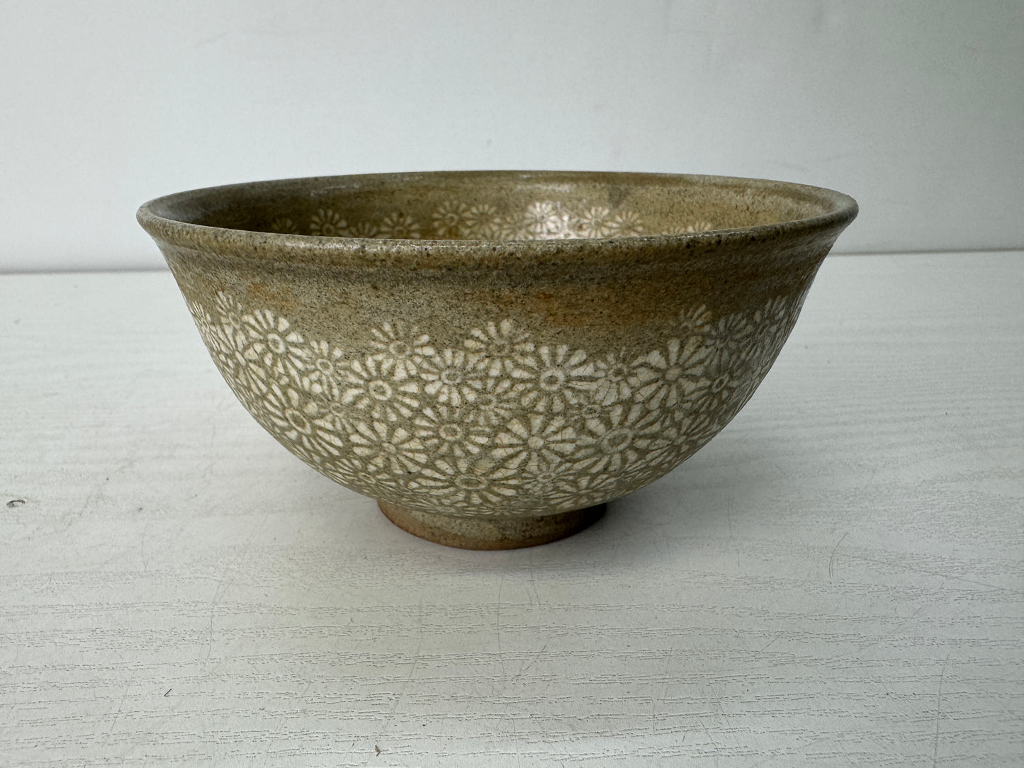 Y10514 CHAWAN Mishima bowl signed box Korean pottery antique tea ceremony Korea