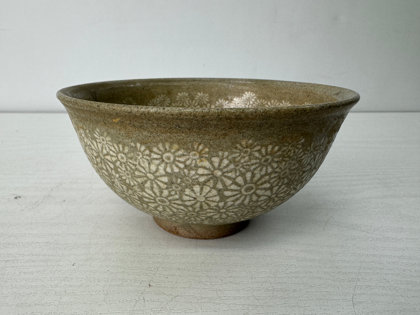 Y10514 CHAWAN Mishima bowl signed box Korean pottery antique tea ceremony Korea