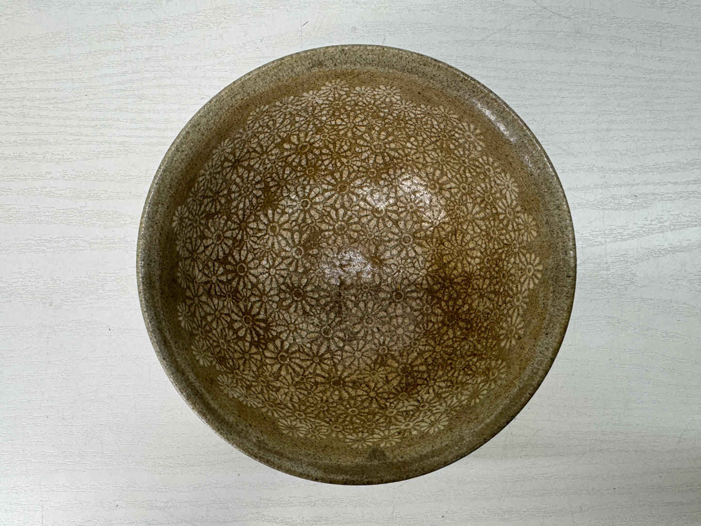 Y10514 CHAWAN Mishima bowl signed box Korean pottery antique tea ceremony Korea