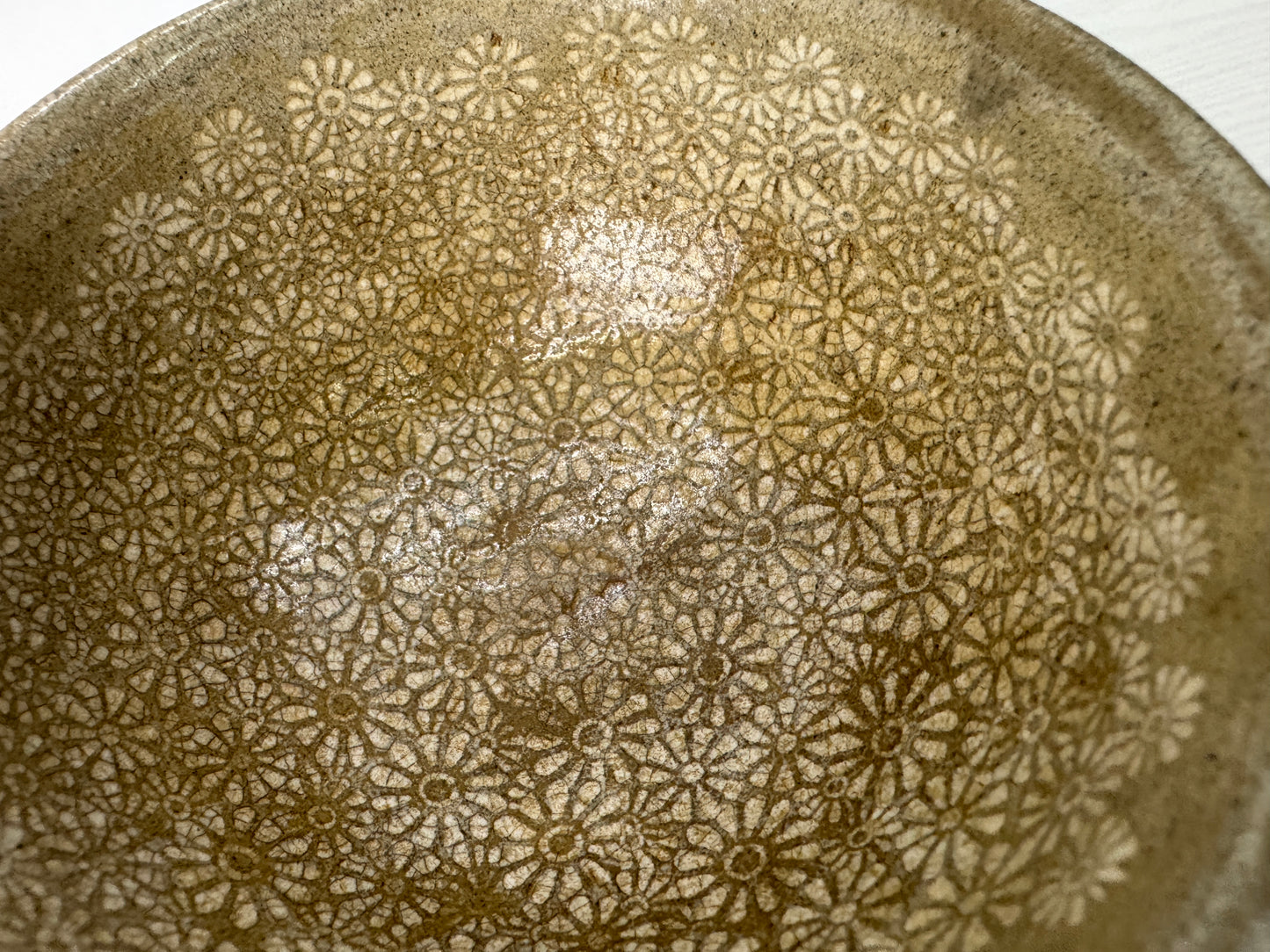 Y10514 CHAWAN Mishima bowl signed box Korean pottery antique tea ceremony Korea