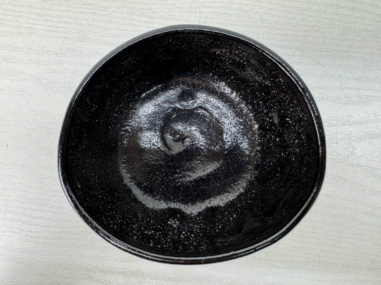 Y10515 CHAWAN Raku-ware black bowl box Japan antique tea ceremony pottery cup