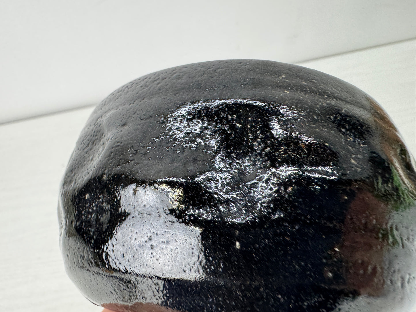 Y10515 CHAWAN Raku-ware black bowl box Japan antique tea ceremony pottery cup
