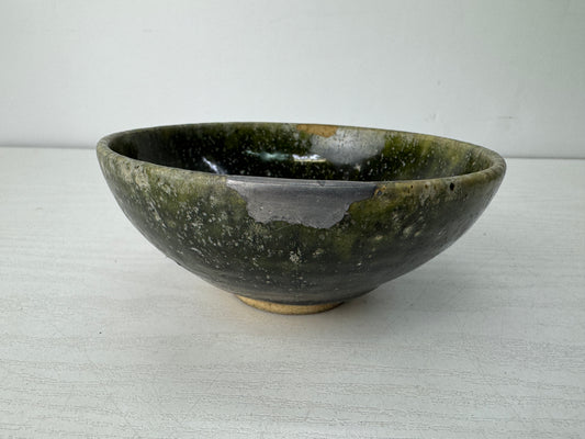 Y10517 CHAWAN Mino-ware So Oribe kintsugi flat bowl Japan antique tea ceremony