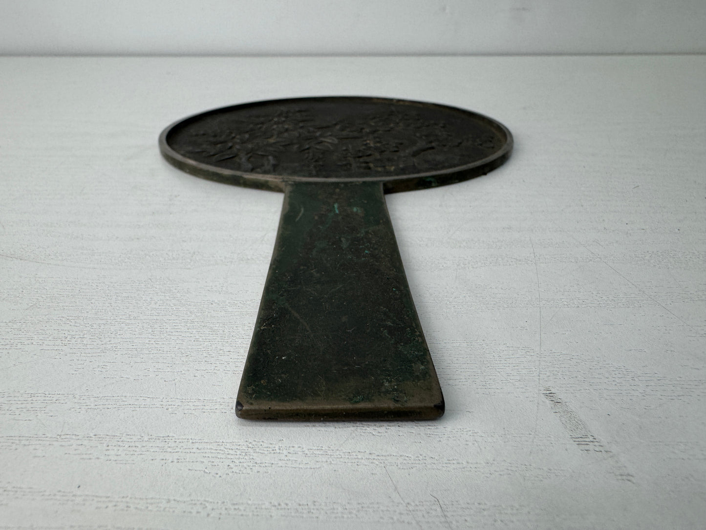 Y10518 KAGAMI Old mirror signed box Japan antique grooming makeup fashion