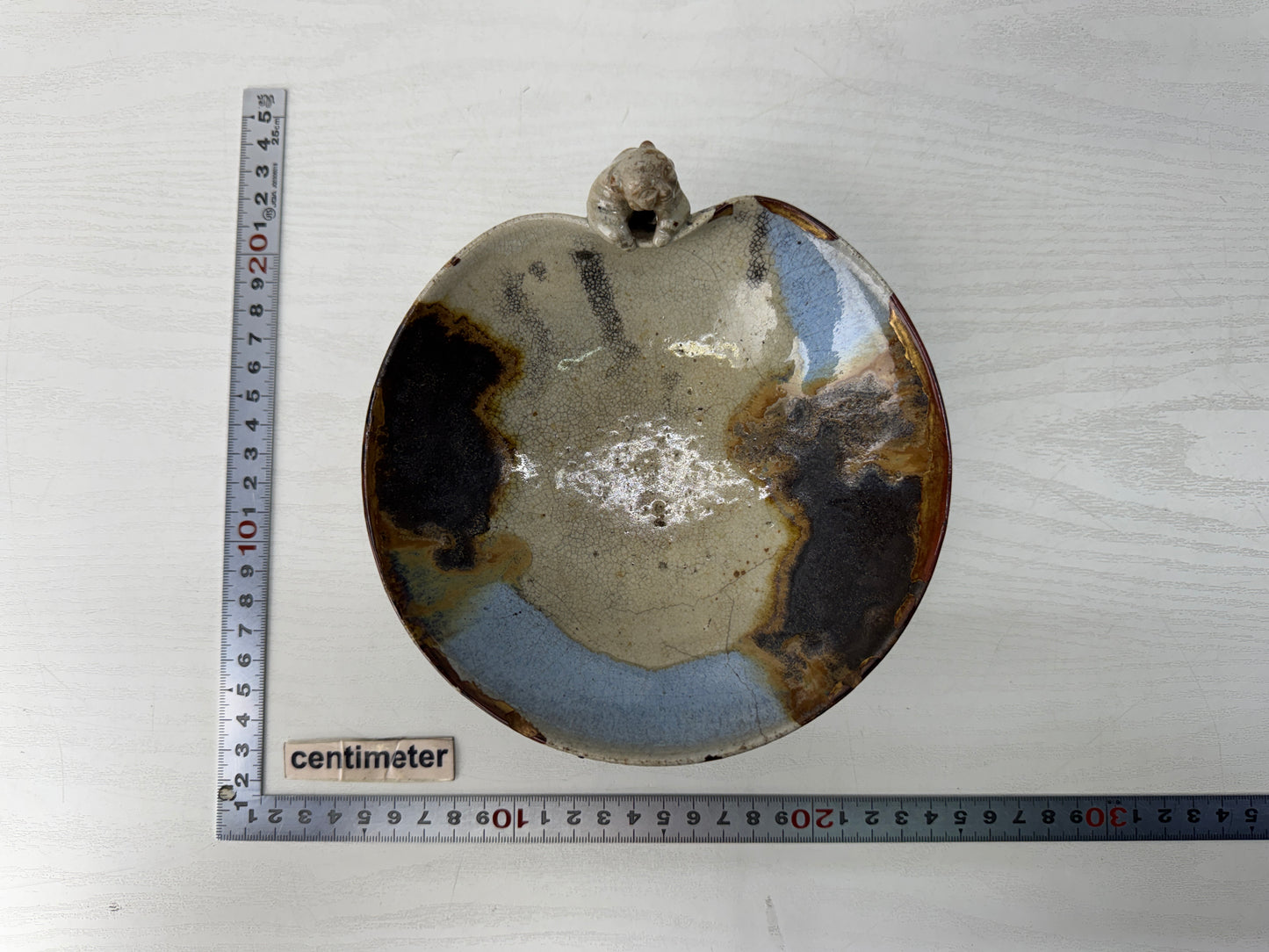 Y10520 CHAWAN Mino-ware kintsugi bowl signed Karako Chinese boy Japan antique