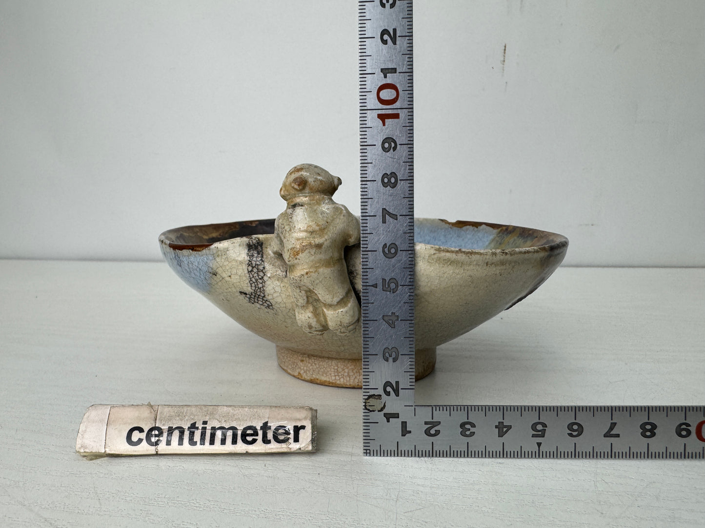 Y10520 CHAWAN Mino-ware kintsugi bowl signed Karako Chinese boy Japan antique