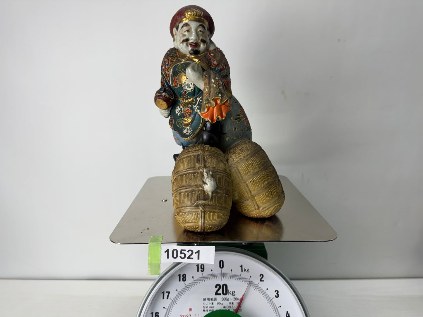 Y10521 STATUE Kutani-ware Daikoku figurine color picture Japan antique figure