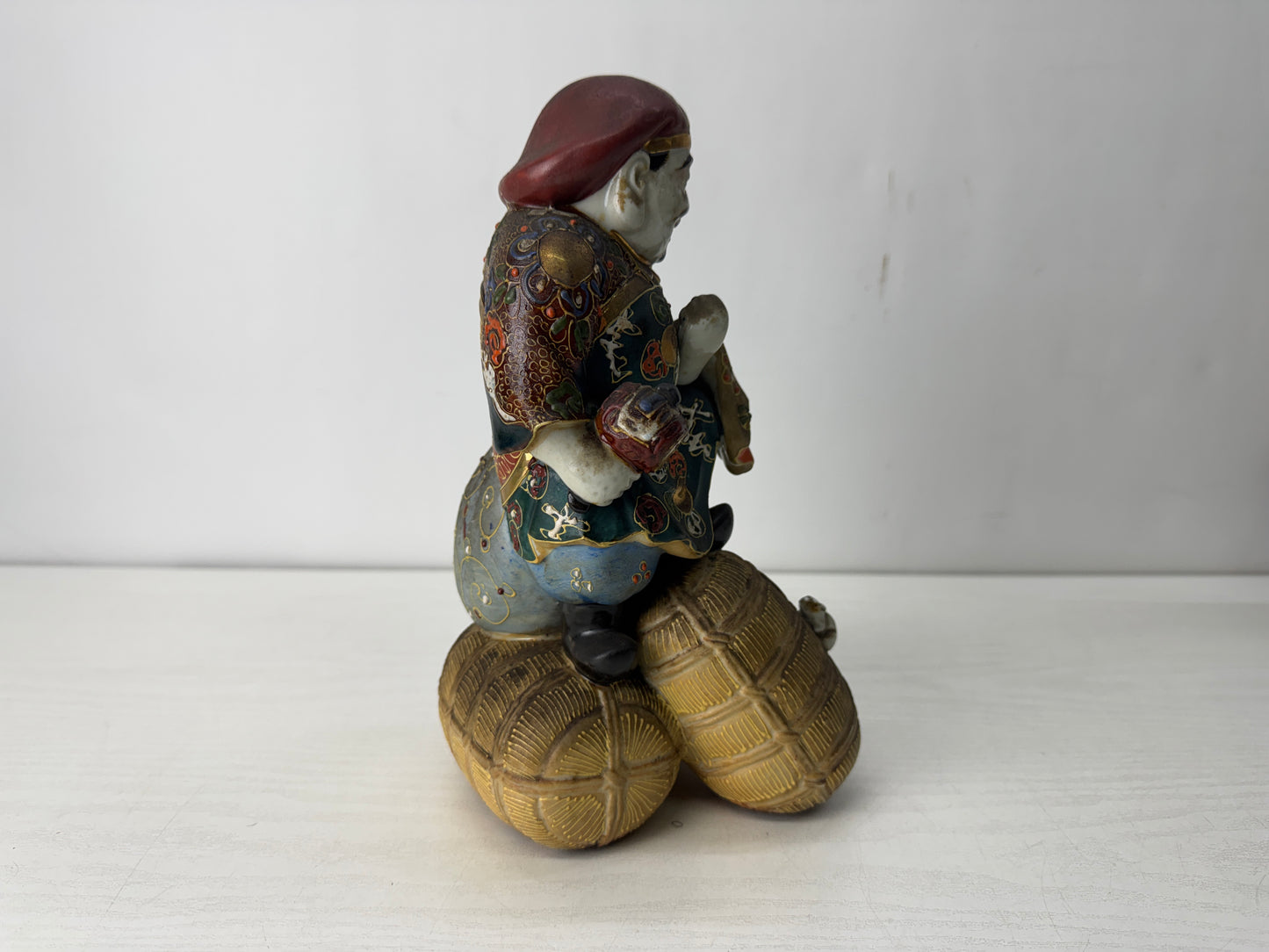 Y10521 STATUE Kutani-ware Daikoku figurine color picture Japan antique figure