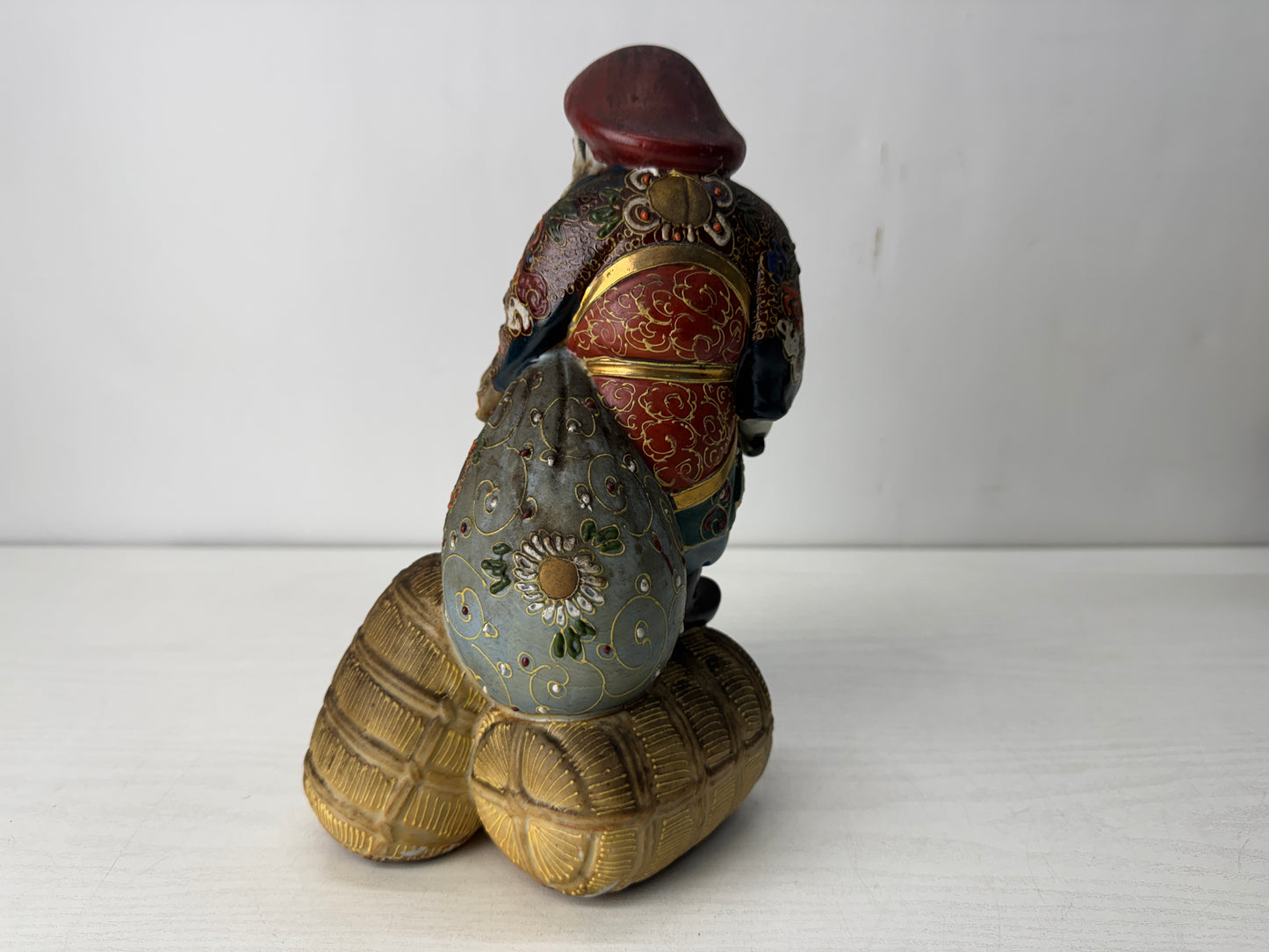 Y10521 STATUE Kutani-ware Daikoku figurine color picture Japan antique figure