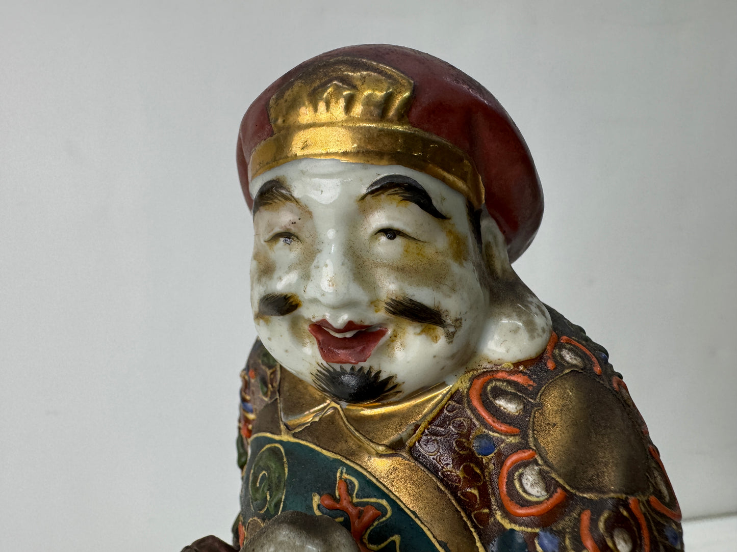 Y10521 STATUE Kutani-ware Daikoku figurine color picture Japan antique figure