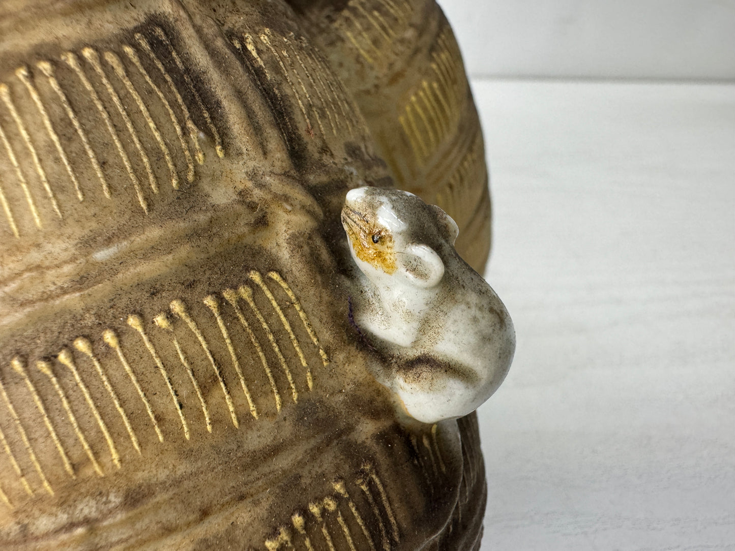Y10521 STATUE Kutani-ware Daikoku figurine color picture Japan antique figure