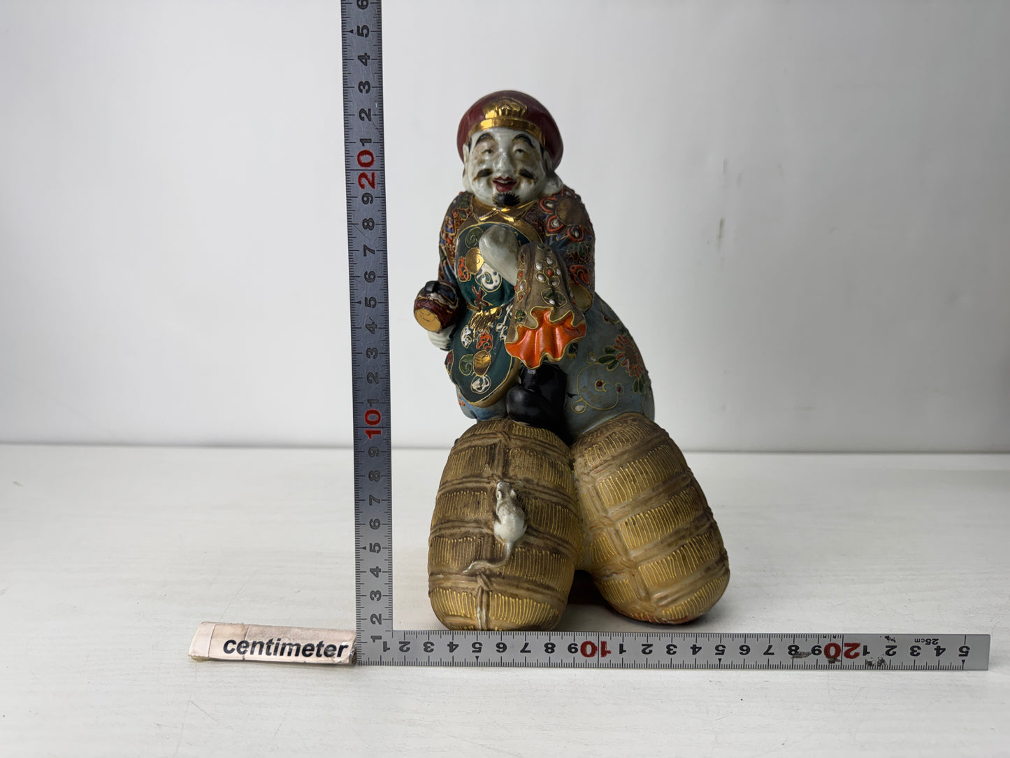 Y10521 STATUE Kutani-ware Daikoku figurine color picture Japan antique figure