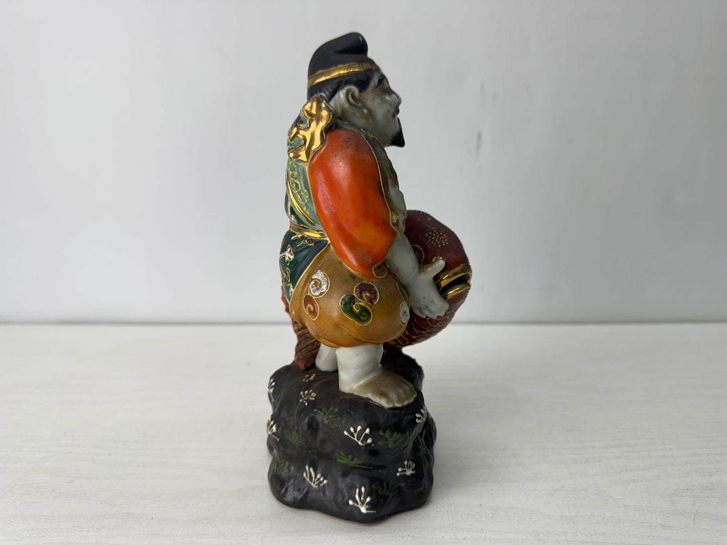 Y10522 STATUE Kutani-ware Ebisu figurine color picture Japan antique figure